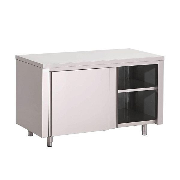 Gastro M Arbeitstisch mit Regal und Schiebetüren 160cm lang, GN153