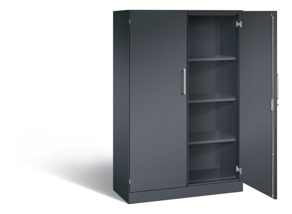 C+P Flügeltürenschrank Asisto, H1635xB1000xT435mm, Farbe: Schwarzgrau, Bügelgriff, 4 OH, 141012-000 S10100