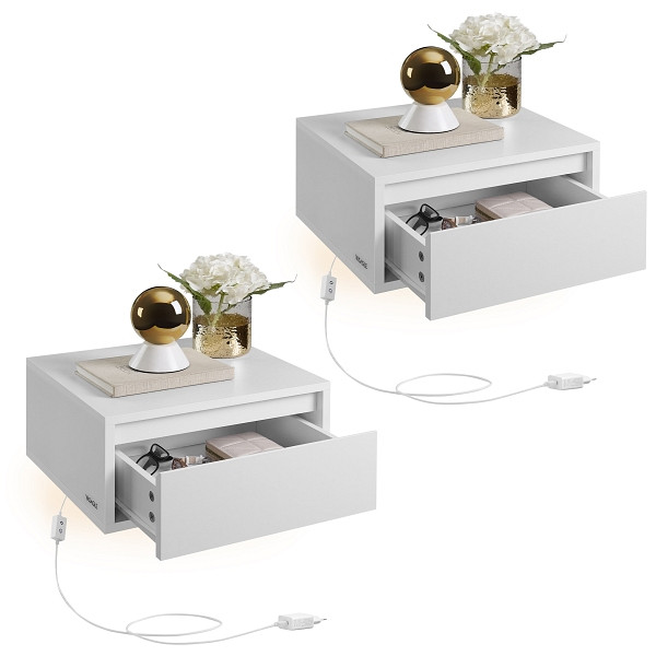SONGMICS Nachttisch, Weiß, 40x35x19 cm, LET854W01, 0194343176673