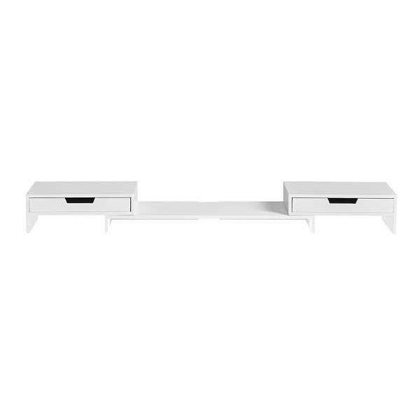 SoBuy Bildschirmerhöhung mit 2 Schubladen Weiß 60x22x11 cm, Funktional, BBF04-W