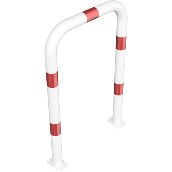 Stein HGS Anlehnbügel/Absperrbügel -Usedom-, 750 mm, weiß mit roten Leuchtstreifen, Höhe über Flur: ca. 1150 mm, zum Aufdübeln, 477.08pb