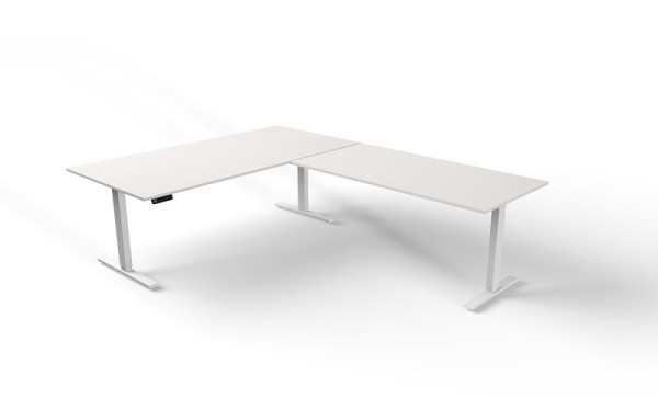 Kerkmann Sitz-/Stehtisch B 2000 x T 1000 mm mit Anbauelement, elektrisch höhenverstellbar von 720-1200 mm, Move 3, Farbe: Weiß, 10383910