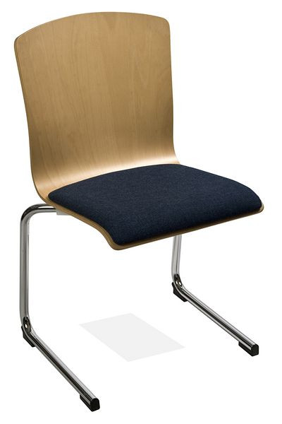 Kaiser-Sitzmöbel Stapelstuhl Freischwinger KS28FG-N3SP2, Form: N3, Sitz gepolstert, mit Filzgleiter für Holz-Böden, VE: 6 Stück, KS28FG-N3SP2