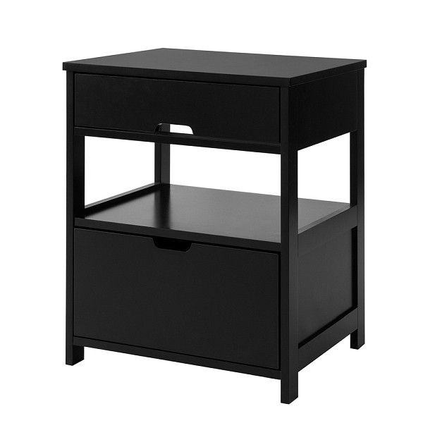 SoBuy Nachttisch mit 2 Schubladen Schwarz 45x38x55 cm, Modern, FRG258-SCH
