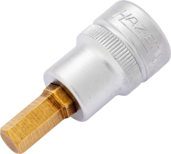 Hazet Schraubendreher-Steckschlüsseleinsatz, Vierkant hohl 10 mm, Innen-Sechskant Profil, 7 mm, extrakurz Mit Rändelung, 8801K-7