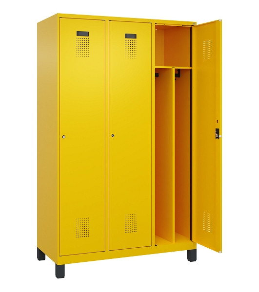 C+P Spind Evolo PLUS, mit Füßen, 3 Abteile, 1950x1200x500mm, 1023/1023, Verschluss Zylinderschloss, 049010-32F S10049