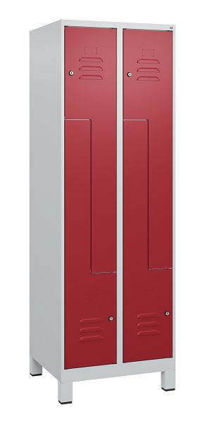C+P Z-Spind Classic PLUS, Füße, 4 Abteile, 1800x600x500mm, 7035/3003, Zylinderschlösser, 0800137-204 S10016