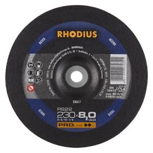 Rhodius PROline RS22 Schruppscheibe, Durchmesser [mm]: 230, Stärke [mm]: 8, Bohrung [mm]: 22.23, VE: 10 Stück, 208617
