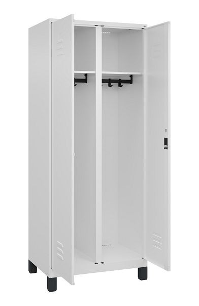 C+P Schwarz-Weiß-Spind Classic PLUS, Füße, 2 Abteile, 1950x800x500mm, 9016/9016, 080012-22 S10029