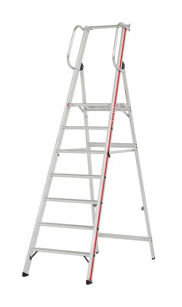 HYMER Plattformleiter mit Handlauf, 7 Stufen, Standhöhe 1,65 m, 808007