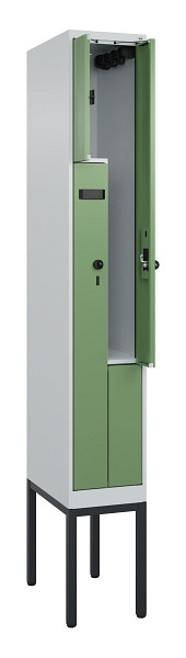 C+P Z-Spind Evolo PLUS, Gestell, 2 Fächer, 2120x300x500mm, 7035/6011, Drehriegel, 0490337-102 S10002