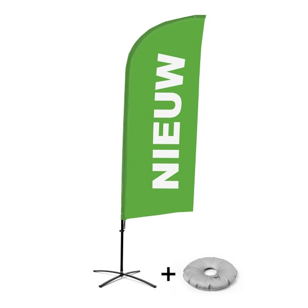 Showdown Displays Beachflag Alu Wind Komplett-Set Neu Grün Niederländisch Kreuzständer, BFAW310-CB30-WB-I85