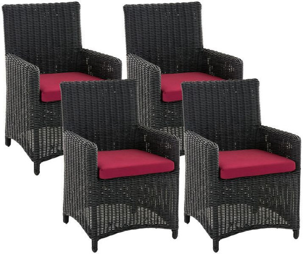 CLP 4er Set Stuhl Fontana / Sankt Marlo Rubinrot 5mm, schwarz, 328228