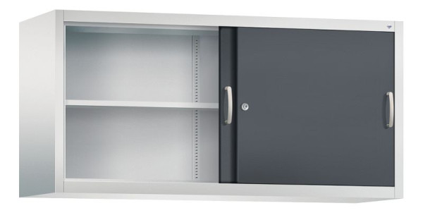 C+P Aufsatzschrank Acurado, H790xB1600xT500mm, Farbe: Lichtgrau / Schwarzgrau, Bügelgriff, 2 OH, 2155-00 S10062