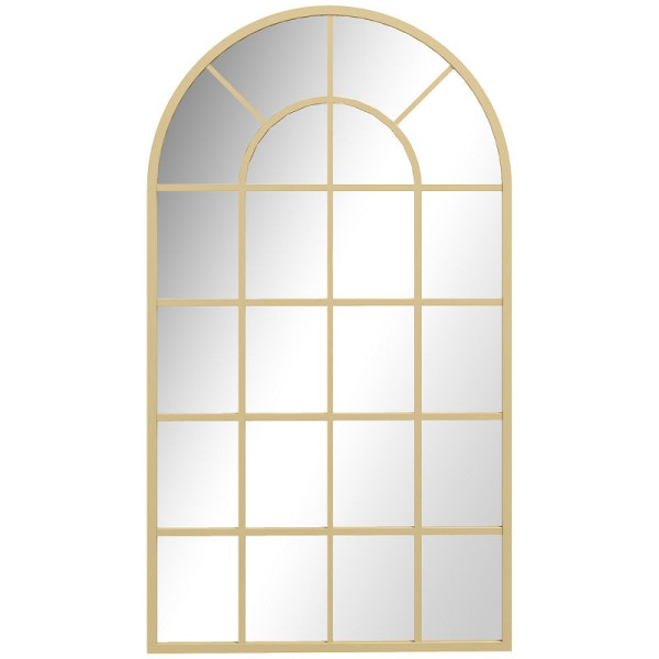 HOMCOM Wandspiegel, Fenster-Design, Flurspiegel, Metallrahmen, 110 x 65 cm, Gold, 830-784V80GD