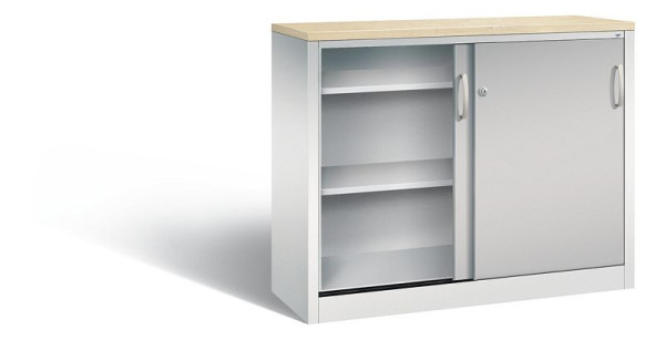 C+P Sideboard mit Schiebetüren Acurado, H1000xB1200xT400mm, Farbe: Lichtgrau / Weißaluminium, Bügelgriff, 2046-00 S10280