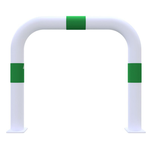 STEIN HGS Absperrbügel zum Aufdübeln aus Stahlrohr Ø76 mm, Breite 750 mm, weiß, weiß grün, 80470.0002