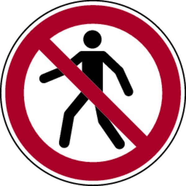 Schilder Klar Verbotszeichen Für Fußgänger verboten DIN EN ISO 7010-P004, 200 mm Folie selbstklebend, 1348/62