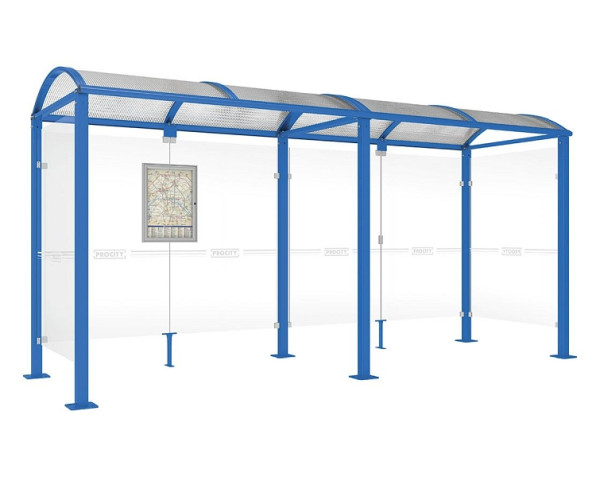 Procity Wartehalle Vierkantrohr - 2 Seitenverkleidungen, Farbe RAL 5010, Maße: Breite 5000 x Höhe 2560 x Tiefe 1600 mm, 529319.5010