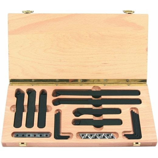 ELMAG Drehmeißel-Satz "Camlock", 7-teilig, 16 x 16 mm 8 Dreikant-, u. 6 Vierkant-WPL verschiedene HM-Sorten, 88201