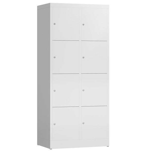 Lüllmann ClassiX Schließfachschrank, 2 Abteile à 4 Fächer, 1800 x 800 x 500 mm, signalweiß, X-523427