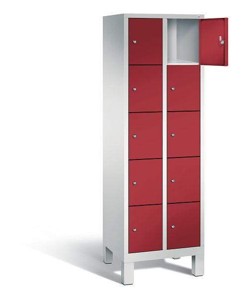 C+P Schließfachschrank Evolo, H1850xB610xT500mm, Farbe: Lichtgrau / Rubinrot, 48010-205 S10056