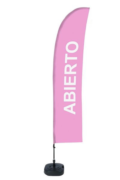 Showdown Displays Beach Flag Budget Wind Komplettset Geöffnet Pink Spanisch ECO, BFBL-WT21-17-I138ECO