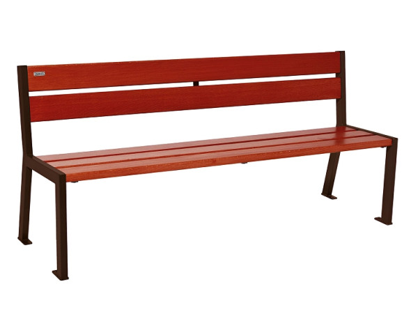 Procity Sitzbank Silaos 5 Holzlatten, 1800 mm, Ohne Armlehne, Holz & Stahl, Mahagoni/RAL 8017, 209502.8017.ACAJ