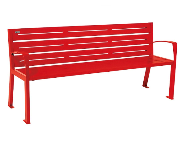 Procity Sitzbank Silaos® 6 Leisten, 100% Stahl, Mit Armlehne, Ein- Oder Zweifarbirg, RAL 3020/RAL 3020, 209616.3020