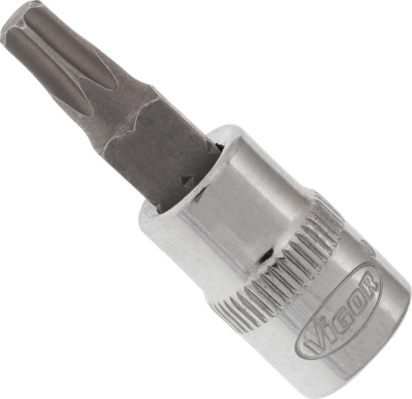 VIGOR TORX Schraubendreher-Einsatz, Vierkant hohl 6,3 mm (1/4 Zoll), Innen TORX Profil, T27, V2130N