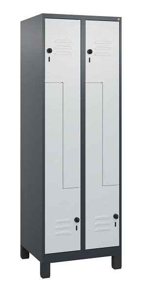 C+P Z-Spind Classic PLUS, Füße, 4 Abteile, 1800x600x500mm, 7016/7035, Drehriegel, 0800137-204 S10013