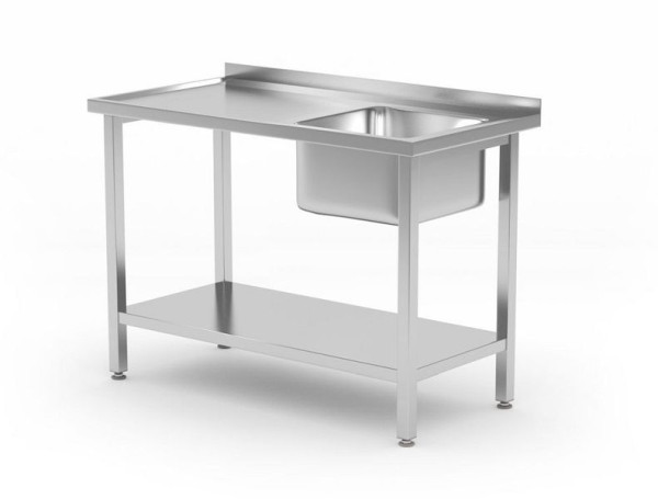 Hendi Tisch mit Spülbecken rechts, mit Ablage 1000x600x850mm, 817018