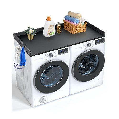 VEVOR Arbeitsplatte für Waschmaschine & Trockner, 1370x700x69mm, wasserabweisend mit Anti-Rutsch-Pads, schwarz, XYTM54INCHHSSL1G9V0