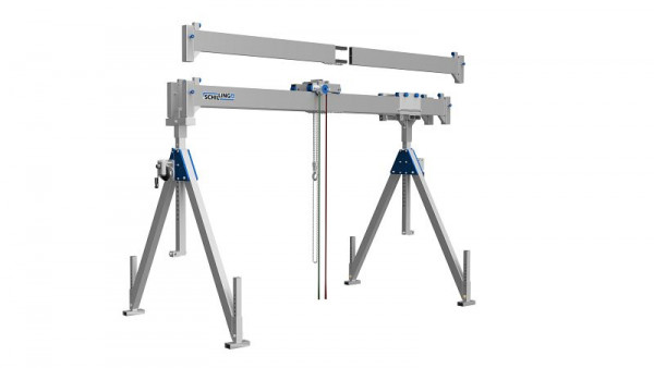 SCHILLING Alu-Portalkran, stationär, klappbar, teilbarer 4 m Träger, hoch, Traglast 3.000 kg, 1533040-48