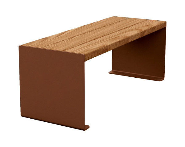 Procity Sitzbank Kube, 1200 mm, Stahl & Holz Ohne Rückenlehne, helle Eiche/Rost Korken Effekt, 306390.S025.CHEC