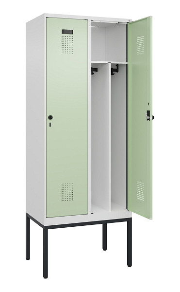 C+P Spind Evolo PLUS, Gestell, 2 Abteile, 2120x800x500mm, 9016/6019, Verschluss Drehriegel, 0490307-22F S10019