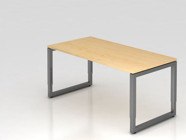 Hammerbacher Schreibtisch O-Fuß eckig 160x80cm Ahorn/Graphit, Rechteckform mit schwebender Tischplatte, VRS16/3/G