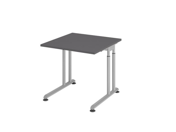 Hammerbacher Schreibtisch C-Fuß 80x80cm Graphit/Silber, VZS08/G/S