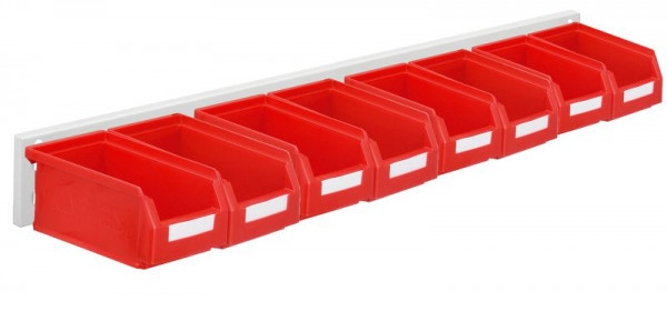 Kappes RasterPlan Wandschiene Schlitzplatte Set 5, L 920 mm x H 100 mm, RAL 7035, 8 x Lagersichtkästen Größe 7, 4202.02.5213