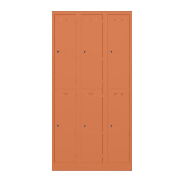 Bisley Garderobenschrank Primary Locker, 3 Abteile mit je 2 Fächern übereinander, 603 orange, PL3050T2603