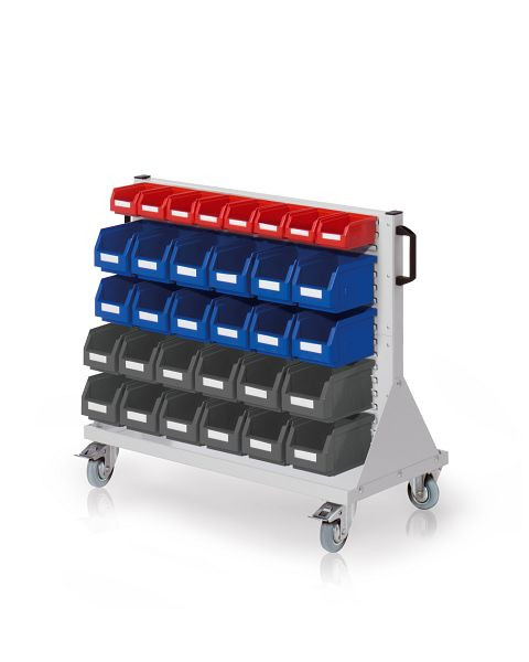 Kappes RasterMobil Rollwagen Größe 2 Modell E66, H890 x B1000 x T500 mm, RAL 7035 2 Schlitzplatten, inklusiv Lagersichtkasten, 7023.08.0213