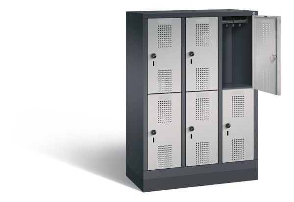 C+P Kindergarten-Spind doppelstöckig Evolo, H1300xB900xT300mm, Farbe: Schwarzgrau / Weißaluminium, 483203-30 S10071