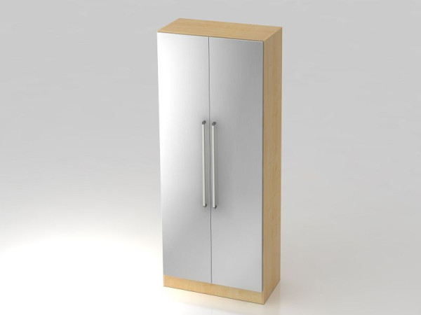 Hammerbacher Garderobenschrank 5OH, Sockelblende, Chromgriff Ahorn/Silber, 80x42x200,4 cm (BxTxH), V7200/3/S/CE