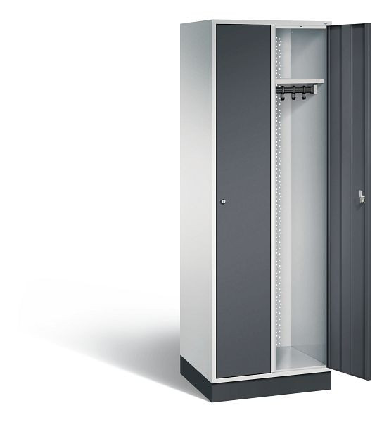 C+P Garderobenschrank Intro, H1950xB620xT490mm, Farbe: Lichtgrau / Schwarzgrau, 8170-201 S10045