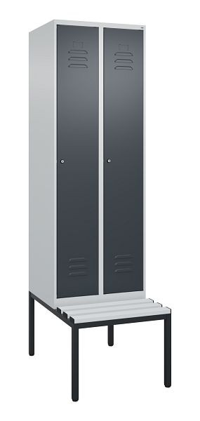 C+P Umkleidespind Classic PLUS mit Mitteltrennwand, 2 Abteile, 2120x600x815mm, 7035/7016, Zylinderschlösser, 0800507-20F S10023