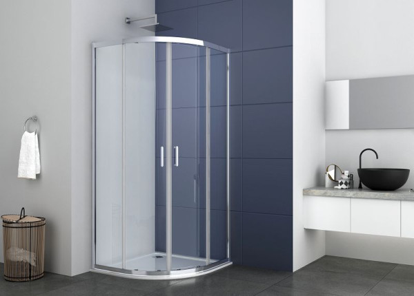 Sanotechnik Rundduschkabine mit 2 Schiebetüren chrom 88-90x88-90x195cm, R90