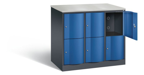 C+P XL-Schließfachschrank Resisto, H1077xB1148xT640mm, Farbe: Schwarzgrau / Enzianblau, 8472-373 S10055