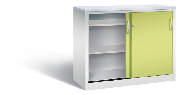 C+P Sideboard mit Schiebetüren Acurado, H1000xB1200xT500mm, Farbe: Lichtgrau / Viridingrün, Bügelgriff, 2056-00 S10100