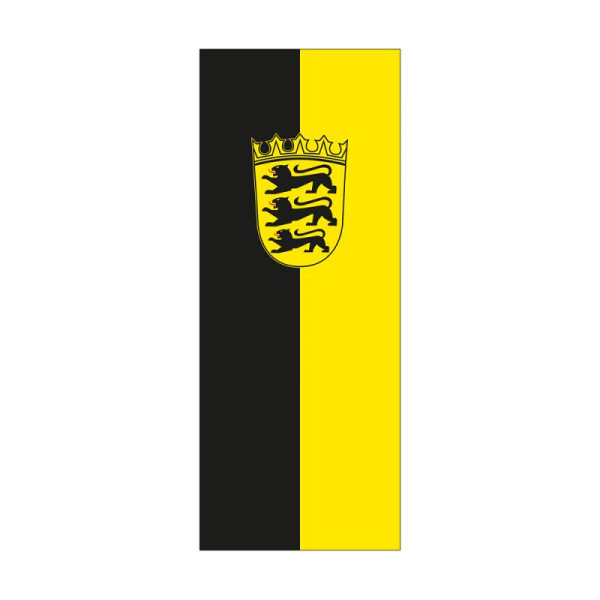 Stein HGS Landesdienstflagge Baden-Württemberg (mit Wappen), 300x120cm, FlagTop 160 g/m², für Fahnenmasten 7m ohne Hohlsaum, 26101