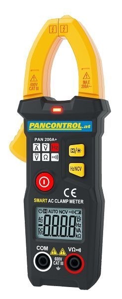 PANCONTROL Digital-Stromzange 200A AC ø = 20mm, mit automatischer Funktions- und Bereichswahl, PAN 200A+